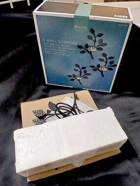 NEW Target O Home 3 Wall Sconces Tealight Candle Holders Set Leaf Design